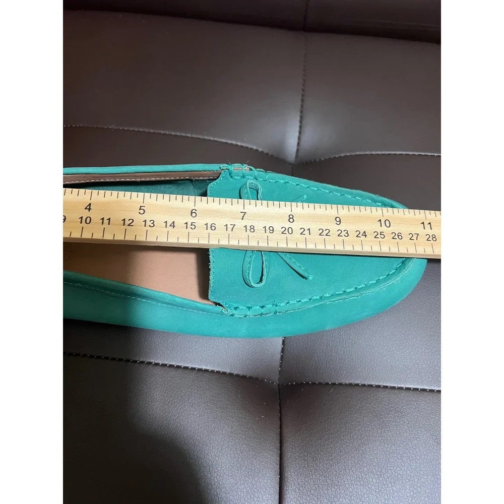 J.Crew Womens Teal Turquoise Nubuck Leather Driving Moccasins Loafers Size 11 - Picture 8 of 9